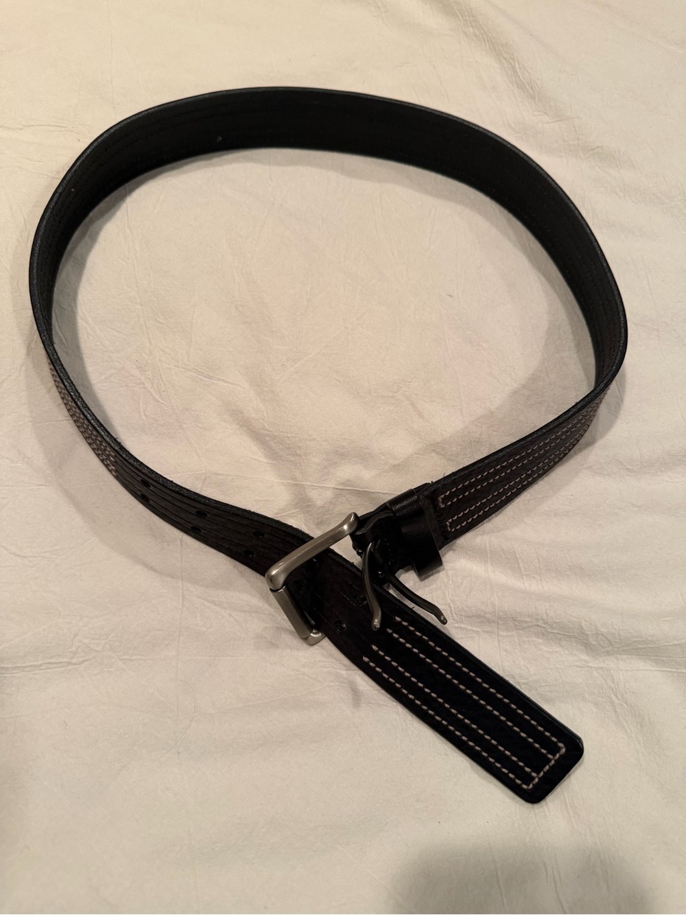 Women’s Coach Black Leather Belt with Contrast Stitching